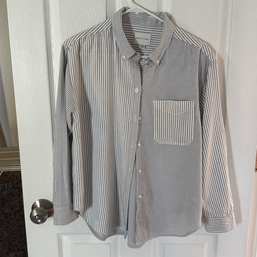 American Eagle Striped Button-Up Shirt